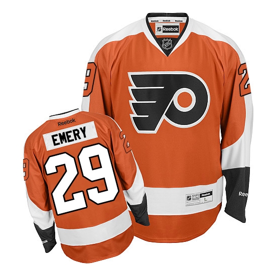 Ray Emery Philadelphia Flyers Authentic Home Reebok Jersey - Orange
