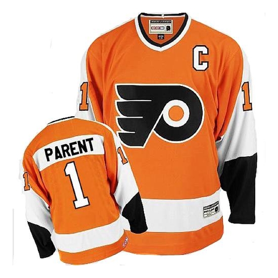Bernie Parent Philadelphia Flyers Authentic Throwback CCM Jersey - Orange