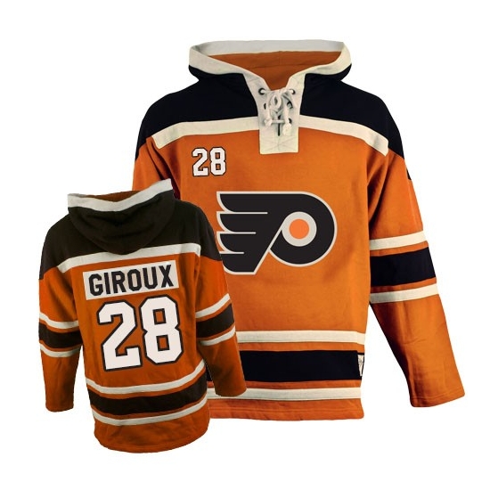 Claude Giroux Philadelphia Flyers Old Time Hockey Authentic Sawyer Hooded Sweatshirt Jersey - Orange