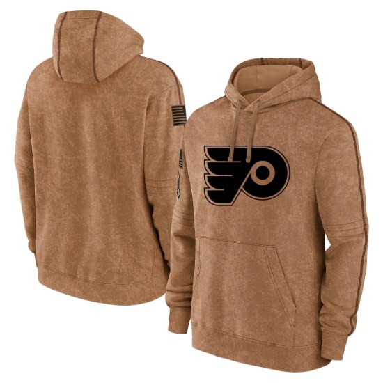 Philadelphia Flyers Youth 2023 Salute to Service Club Pullover Hoodie - Brown