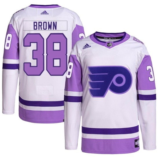 Matt Brown Philadelphia Flyers Authentic Hockey Fights Cancer Primegreen Adidas Jersey - White/Purple