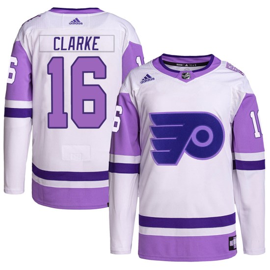 Bobby Clarke Philadelphia Flyers Authentic Hockey Fights Cancer Primegreen Adidas Jersey - White/Purple