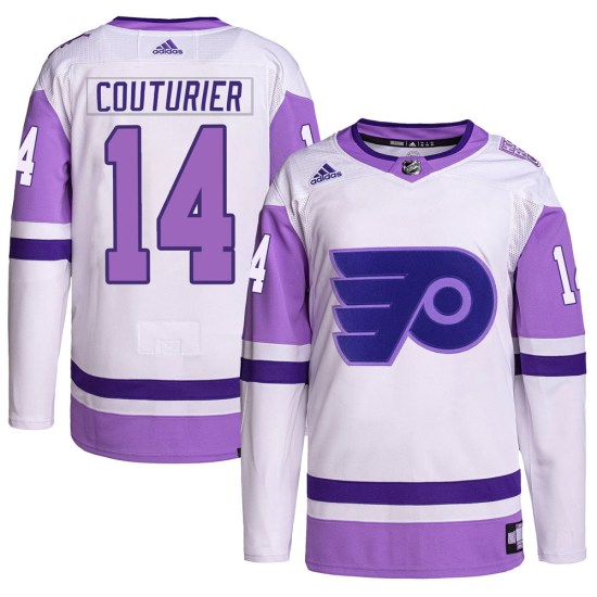 Sean Couturier Philadelphia Flyers Authentic Hockey Fights Cancer Primegreen Adidas Jersey - White/Purple