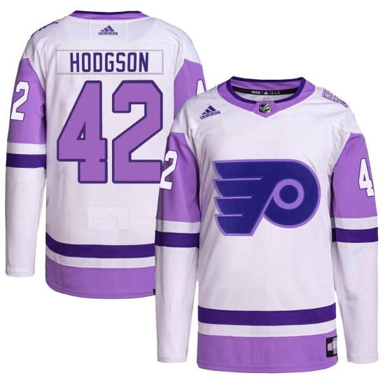 Hayden Hodgson Philadelphia Flyers Authentic Hockey Fights Cancer Primegreen Adidas Jersey - White/Purple