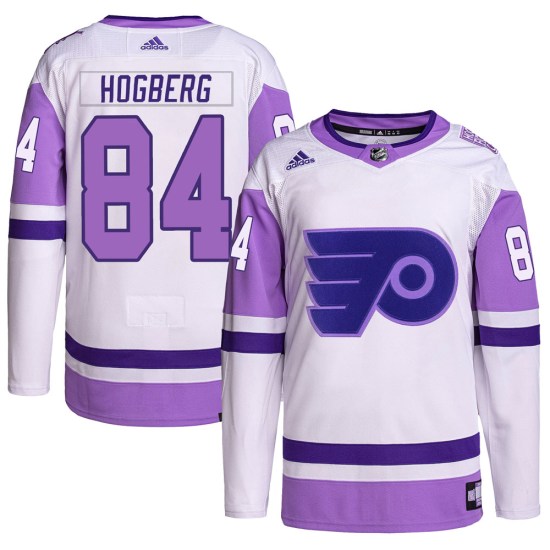 Linus Hogberg Philadelphia Flyers Authentic Hockey Fights Cancer Primegreen Adidas Jersey - White/Purple