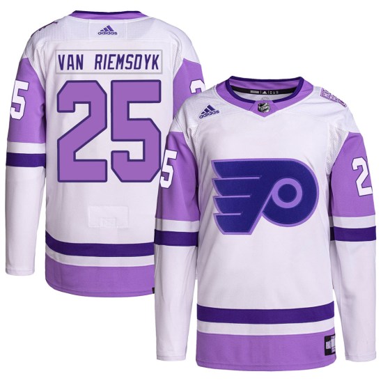 James van Riemsdyk Philadelphia Flyers Authentic Hockey Fights Cancer Primegreen Adidas Jersey - White/Purple