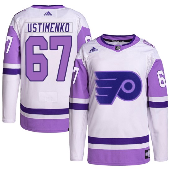Kirill Ustimenko Philadelphia Flyers Authentic Hockey Fights Cancer Primegreen Adidas Jersey - White/Purple