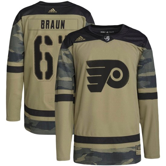 Justin Braun Philadelphia Flyers Youth Authentic Military Appreciation Practice Adidas Jersey - Camo