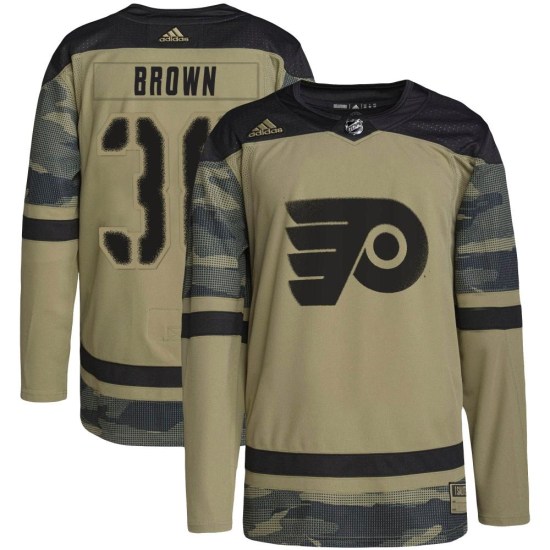 Patrick Brown Philadelphia Flyers Youth Authentic Camo Military Appreciation Practice Adidas Jersey - Brown