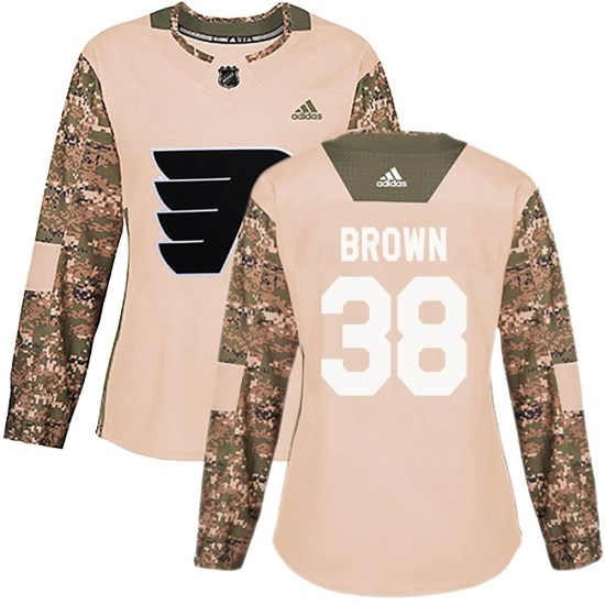 Patrick Brown Philadelphia Flyers Women's Authentic Camo Veterans Day Practice Adidas Jersey - Brown
