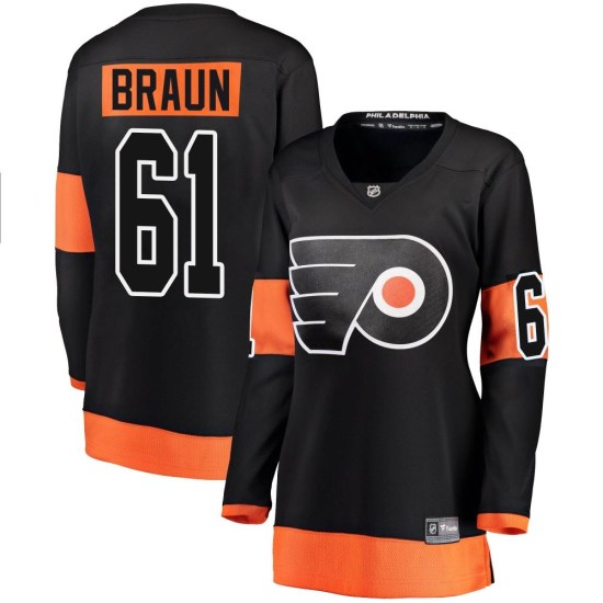 Justin Braun Philadelphia Flyers Women's Breakaway Alternate Fanatics Branded Jersey - Black