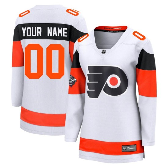 Custom Philadelphia Flyers Women's Breakaway Custom 2024 Stadium Series Fanatics Branded Jersey - White