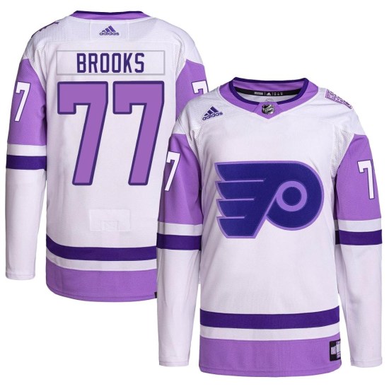 Adam Brooks Philadelphia Flyers Youth Authentic Hockey Fights Cancer Primegreen Adidas Jersey - White/Purple