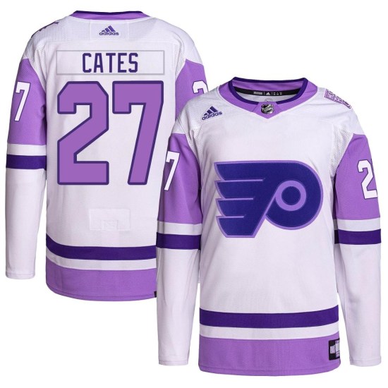 Noah Cates Philadelphia Flyers Youth Authentic Hockey Fights Cancer Primegreen Adidas Jersey - White/Purple