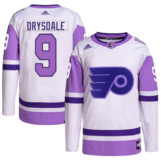Jamie Drysdale Philadelphia Flyers Youth Authentic Hockey Fights Cancer Primegreen Adidas Jersey - White/Purple
