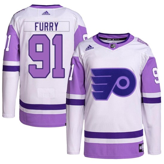 Brendan Furry Philadelphia Flyers Youth Authentic Hockey Fights Cancer Primegreen Adidas Jersey - White/Purple