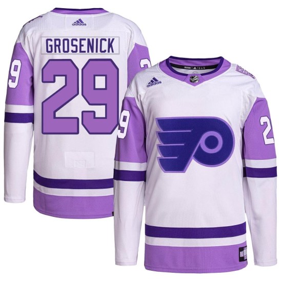 Troy Grosenick Philadelphia Flyers Youth Authentic Hockey Fights Cancer Primegreen Adidas Jersey - White/Purple