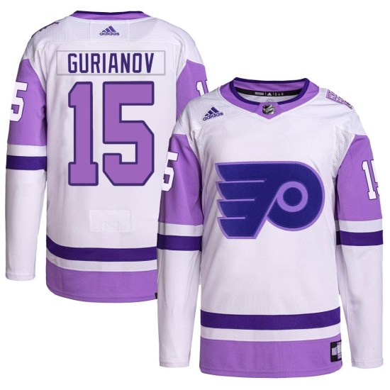 Denis Gurianov Philadelphia Flyers Youth Authentic Hockey Fights Cancer Primegreen Adidas Jersey - White/Purple