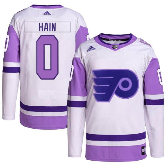 Gavin Hain Philadelphia Flyers Youth Authentic Hockey Fights Cancer Primegreen Adidas Jersey - White/Purple
