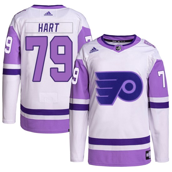 Carter Hart Philadelphia Flyers Youth Authentic Hockey Fights Cancer Primegreen Adidas Jersey - White/Purple