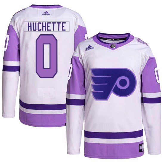 Mikael Huchette Philadelphia Flyers Youth Authentic Hockey Fights Cancer Primegreen Adidas Jersey - White/Purple