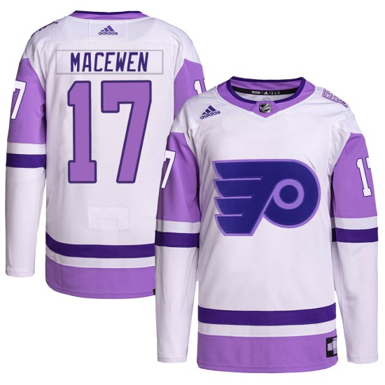 Zack MacEwen Philadelphia Flyers Youth Authentic Hockey Fights Cancer Primegreen Adidas Jersey - White/Purple