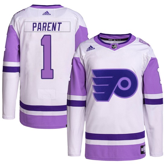 Bernie Parent Philadelphia Flyers Youth Authentic Hockey Fights Cancer Primegreen Adidas Jersey - White/Purple