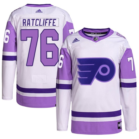 Isaac Ratcliffe Philadelphia Flyers Youth Authentic Hockey Fights Cancer Primegreen Adidas Jersey - White/Purple