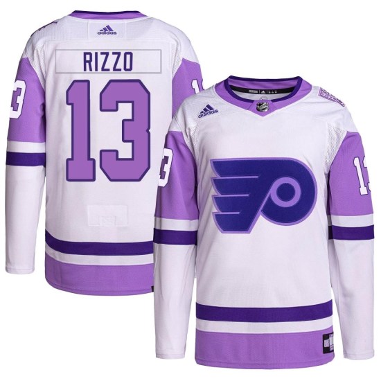 Massimo Rizzo Philadelphia Flyers Youth Authentic Hockey Fights Cancer Primegreen Adidas Jersey - White/Purple