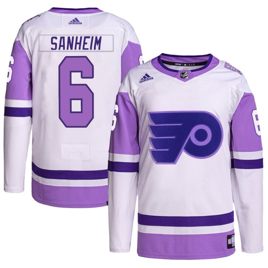 Travis Sanheim Philadelphia Flyers Youth Authentic Hockey Fights Cancer Primegreen Adidas Jersey - White/Purple