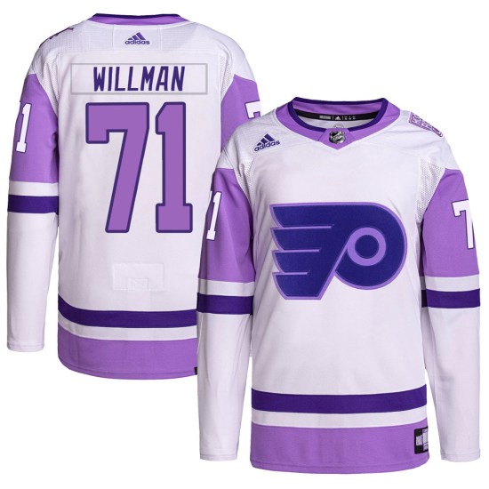 Max Willman Philadelphia Flyers Youth Authentic Hockey Fights Cancer Primegreen Adidas Jersey - White/Purple