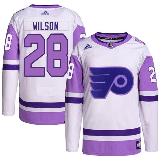 Garrett Wilson Philadelphia Flyers Youth Authentic Hockey Fights Cancer Primegreen Adidas Jersey - White/Purple