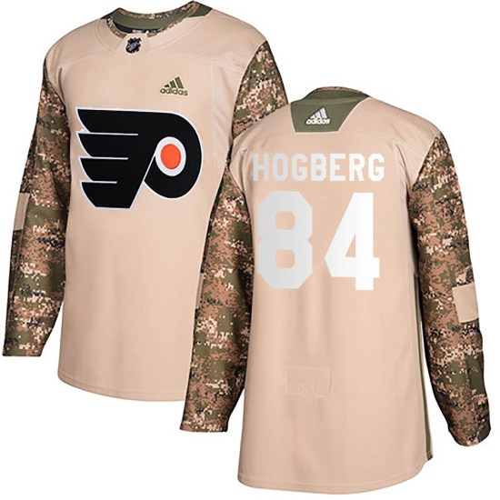 Linus Hogberg Philadelphia Flyers Youth Authentic Veterans Day Practice Adidas Jersey - Camo