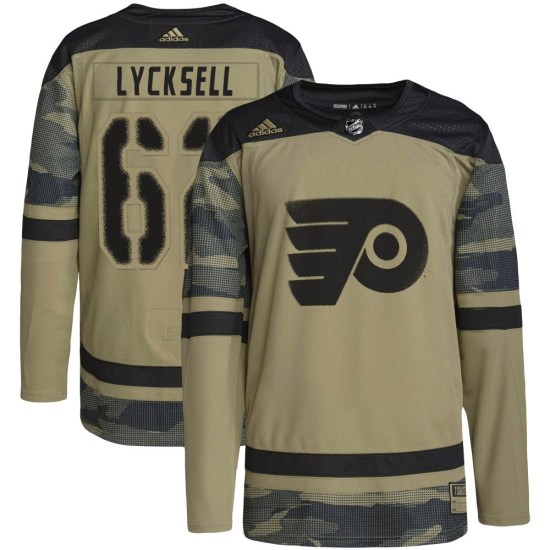 Olle Lycksell Philadelphia Flyers Authentic Military Appreciation Practice Adidas Jersey - Camo
