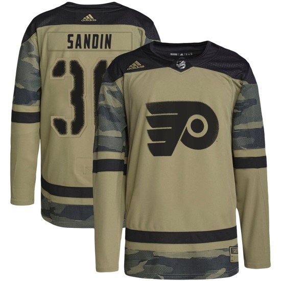 Linus Sandin Philadelphia Flyers Authentic Military Appreciation Practice Adidas Jersey - Camo