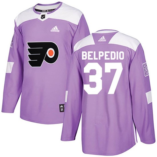 Louie Belpedio Philadelphia Flyers Authentic Fights Cancer Practice Adidas Jersey - Purple