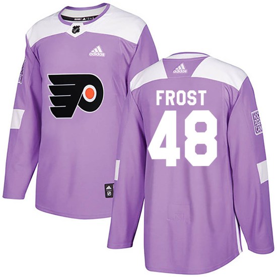 Morgan Frost Philadelphia Flyers Authentic ized Fights Cancer Practice Adidas Jersey - Purple