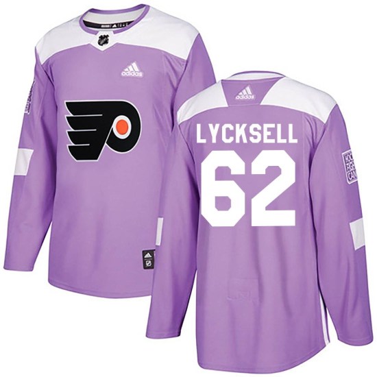 Olle Lycksell Philadelphia Flyers Authentic Fights Cancer Practice Adidas Jersey - Purple