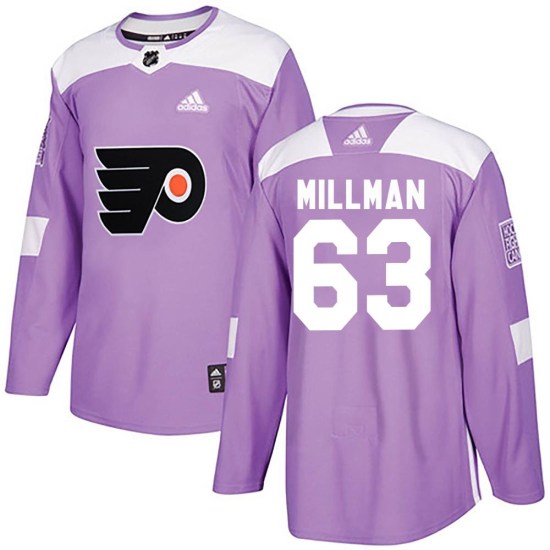 Mason Millman Philadelphia Flyers Youth Authentic Fights Cancer Practice Adidas Jersey - Purple