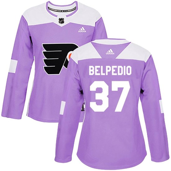 Louie Belpedio Philadelphia Flyers Women's Authentic Fights Cancer Practice Adidas Jersey - Purple