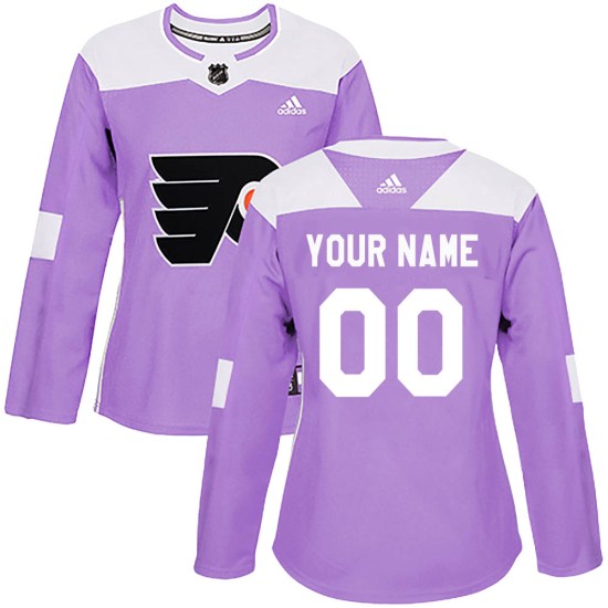 Custom Philadelphia Flyers Women's Authentic Fights Cancer Practice Adidas Jersey - Purple