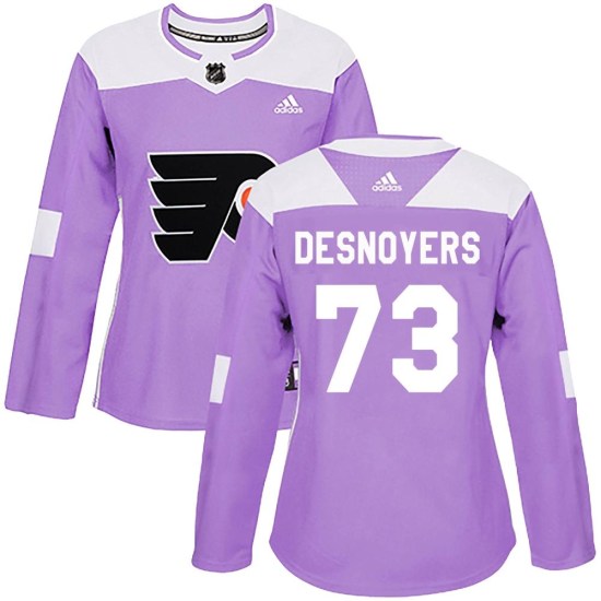 Elliot Desnoyers Philadelphia Flyers Women's Authentic Fights Cancer Practice Adidas Jersey - Purple