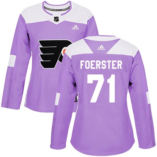 Tyson Foerster Philadelphia Flyers Women's Authentic Fights Cancer Practice Adidas Jersey - Purple