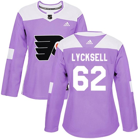 Olle Lycksell Philadelphia Flyers Women's Authentic Fights Cancer Practice Adidas Jersey - Purple